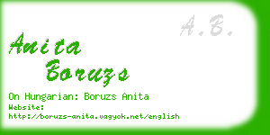 anita boruzs business card